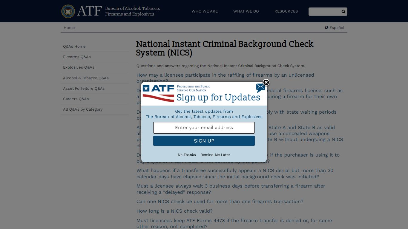 National Instant Criminal Background Check System (NICS)